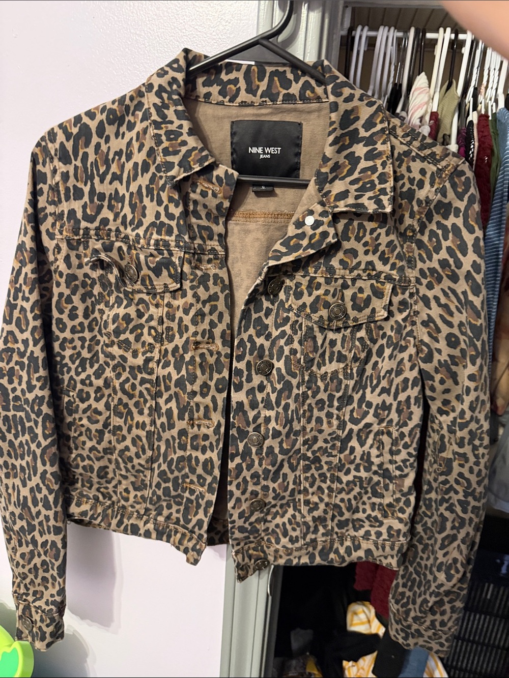Nine West Leopard Print Jean Jacket - Tan and Black